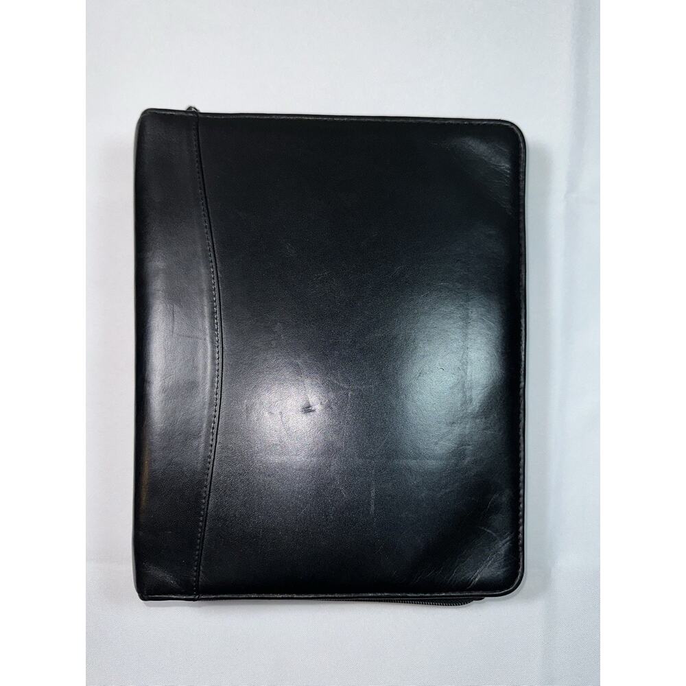 Franklin Quest Championship Black Full Grain Nappa Leather 7 Ring Planner Binder
